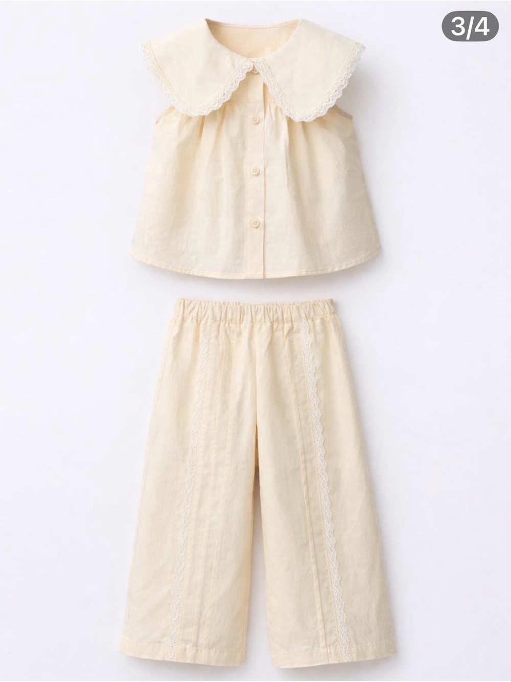 Zara Toddler Girl’s Cream Two-Piece Set with Peter Pan Collar - Size 4T